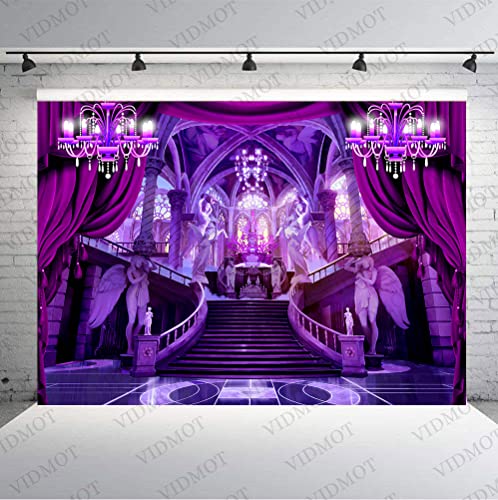 Palace Castle Backdrop for Wedding Party Decoration 9x6ft Luxury Hall Purple Backdrop for Bridal Shower Decor Couple Photo Photography Studio Set Props