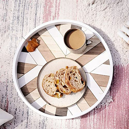Tray for Coffee Table Decorative Tray Style Round Wooden Tray Storage Accessories Photography Props Tea Set Tray Charcuterie Boards