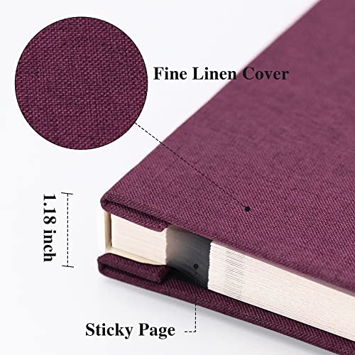 Vienrose Large Photo Album Self Adhesive for 4x6 8x10 Pictures Linen Scrapbook Album DIY 60 Blank Pages with A Metallic Pen - color: Purple, size: 11"x10.6" 60Pages