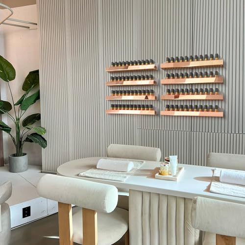 4 Pack 15 Inch Rose Gold Reflective Acrylic Shelves, Rose Gold Floating Shelves, Modern Sunglasses Essential Oil Picture Ledge Display Toy Storage Shelf - color: 15in-rose Gold Mirror