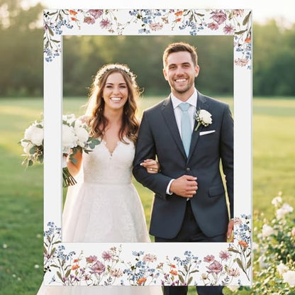 Bucherry 32 x 24 Inches Wedding Photo Booth Props Picture Frame DIY PVC Cutouts Photo Booth Prop Selfie for Bridal Shower Birthday Baby Shower Graduation Party Supplies Favor - style: Elegant Style