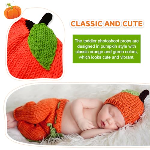 Newborn Photography Fashion Cute Halloween Pumpkins Hat Crochet Knitted Photography Outfit Set