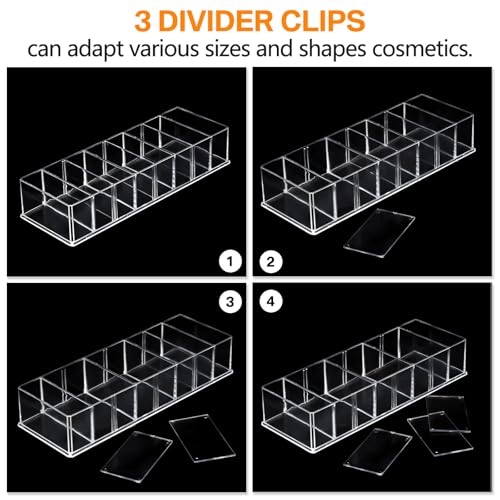 Tuanse 2 Pcs Acrylic Makeup Compact Organizer Detachable 8 Spaces Clear Vanity Drawer Organizer Eyeshadow Palette Storage for Lipstick Highlighter, Skincare Cosmetic Display Cases for Bathroom