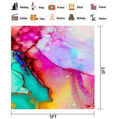 Colorful Watercolor Painting Backdrop Art Paint Photo Backdrop Vinyl 5x5ft Pink Green Purple Marble Texure Photography Backdrop Paint Event Party Backdrop Photo Studio Props BJLSPH1709 - size: 5x5ft