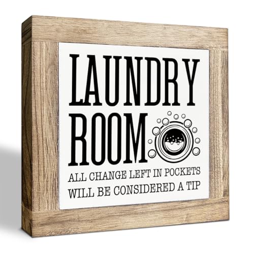 Rustic Laundry Room Sign, Funny Laundry Quote Wood Signs, Rustic Wooden Box Sign for Home Decor, Washing Room Decoration, Decorative Wooden Plaque, Tabletop Decors - color: Color05