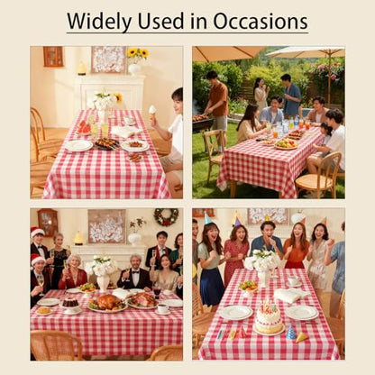 Gingham Tablecloth Rectangle Table Cloth Heavy Duty Cotton Checkered Table Cover Buffalo Plaid Tablecloths for Spring Picnic Kitchen Dining, Red and White,55 * 55 inch - color: Red, size: 55" x 55" (Square)
