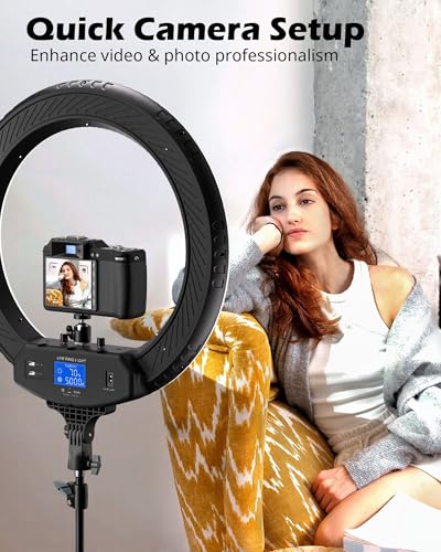 UBeesize 22'' Ring Light with 72'' Stand, 60W Large Ring Light with Phone Holder, Dimmable LED Light for Makeup Barber Stylist Tattoo YouTube TikTok Photography - size: 22in, style: Standard