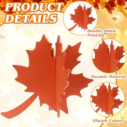Soaoo 24 Pcs Thanksgiving Leaves Decorations Farmhouse 3D Fall Table Decor Centerpiece Wooden Maple Leaf Block Signs for Autumn Harvest Tiered Tray Party Shelf Display - size: Various Size, style: Maple Leaf