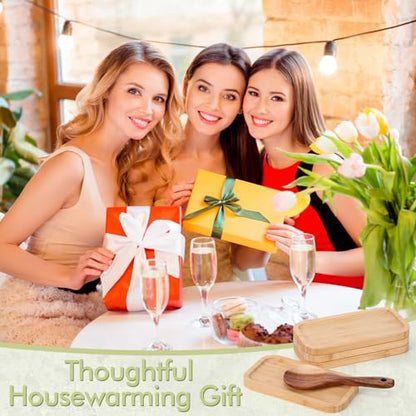 Honeydak 4 Pcs Large Wood Spoon Rest 8.3'' Bamboo Stove Top Spoon Holder Kitchen Counter Cooking Utensils Rest Farmhouse Food Serving Tray for Spatulas, Spoons, Turners - style: Smiple Style