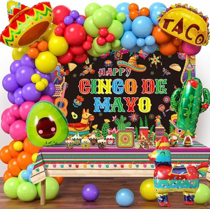 Cinco De Mayo Banner Backdrop 8x6FT Mexican Fiesta Photography Background Mexican Theme Party Decorations Supplies Photo Props - size: 8x6FT：96'x72'