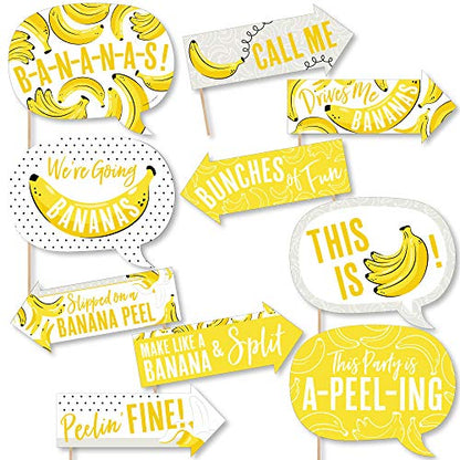 Big Dot of Happiness Funny Let's Go Bananas - Tropical Party Photo Booth Kit - 10 Piece