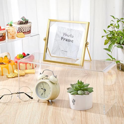 Soaoo 4 Pcs Large Acrylic Riser Display Stands Clear Shelf Riser Jewelry Stand Retail Desktop Display for Show Decor Cupcake, Collectibles Figures, Organize, Decor(10.25 x 4 x 4.25 Inches) - size: 10.25 x 4 x 4.25 Inches