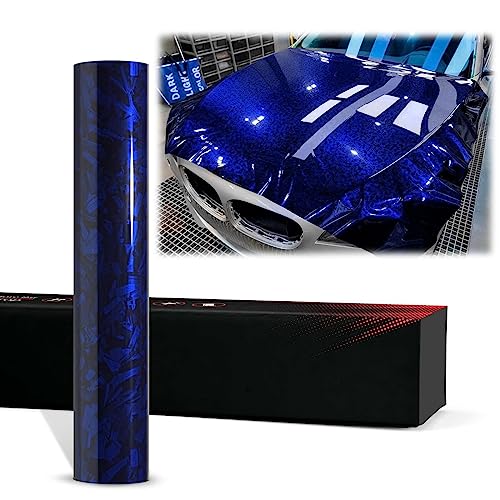 2pcs 4"x8" (10cmx20cm) Sample Royal Blue PET Marble Forged Carbon Fiber Textured Gloss Vinyl Wrap Auto Car Sticker Decal Film Sheet Bubble Free Air Release Technology - color: Royal Blue, size: 2pcs 4"x8" (10cmx20cm) Sample