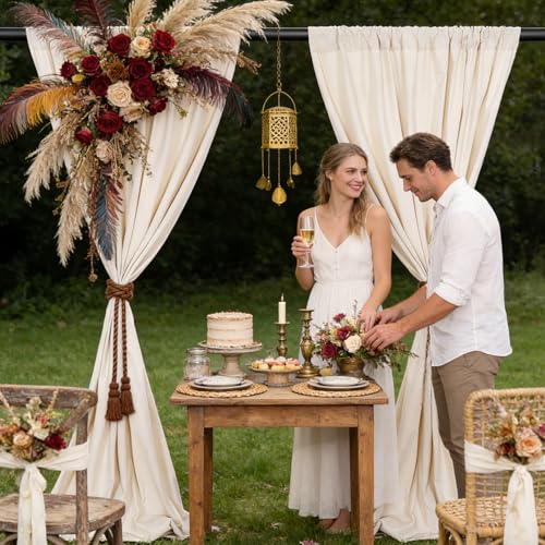 MoKoHouse 10ft x 8ft Champagne Backdrop Curtains for Parties Deep Champagne Backdrop Drape for Birthday Wedding 2 Panels 5ft x 8ft - color: Deep Champagne, size: 5ft x 8ft 2 Panels