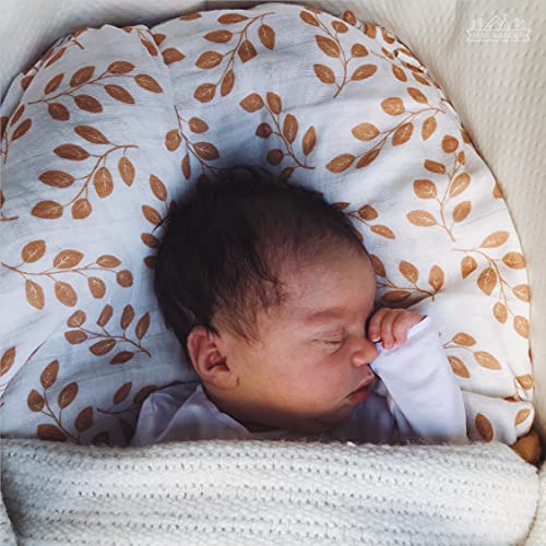 Mini Wander Swaddles for Newborns Muslin Swaddle Blankets - Breathable Soft Gender Neutral Receiving Blanket Baby Essentials | 47 x 47 Cotton - Leaves (Amber) - color: Leaves (Amber)