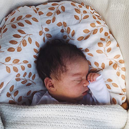 Mini Wander Swaddles for Newborns Muslin Swaddle Blankets - Breathable Soft Gender Neutral Receiving Blanket Baby Essentials | 47 x 47 Cotton - Leaves (Amber) - color: Leaves (Amber)