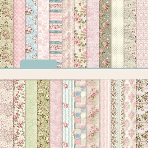 6in Flowers Scrapbook Paper Pad - 24 Sheets Double Sided Aesthetic Design Patterns for DIY Crafts Photos Album Junk Journal Decorative Decoupage Card Making Wedding Gifts Wrapping Material - color: Pink Spring