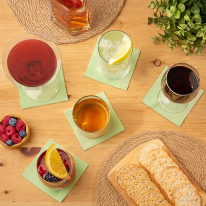 AMERICAN HOMESTEAD Cocktail Napkins - Premium 4.75"x4.75" Disposable Linen-Like Beverage Napkins - Bulk Square Party Bar Serviettes for Weddings, Parties, Events, and Daily Use - 100 Count - Pistachio - color: Pistachio, size: 4.75 x 4.75