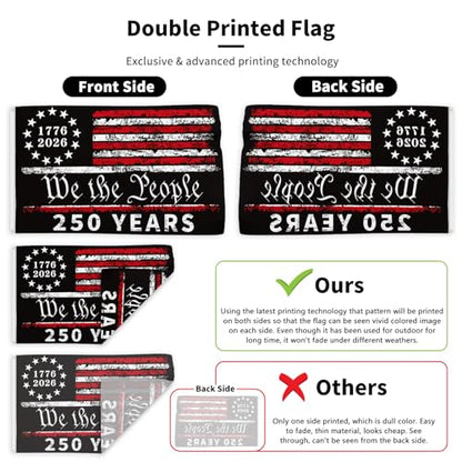 250 Anniversary Flag 3x5 Ft 250 Years of Freedom We The People 1776-2026 250th Birthday Patriotic Signs Hanging Decor for Room House Welcome Photo Backdrop with Brass Grommets - style: Single Sided