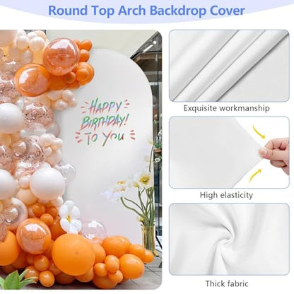 Metal Arch Backdrop Stand and Cover Set 7.2 ft, Wedding Arch Stand with White Cover for Party, Birthday, Wedding, Bridal Shower, Baby Shower (White, 7.2 ft) - color: White, size: 7.2FT