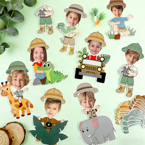 60pcs Jungle Safari Theme DIY Cutouts Jungle Animals Bulletin Board Decoration Set Forest Adventure Paper Cut-Outs Classroom Decor for Boy Girl DIY Photo Craft Kindergarten School Wall Door Supplies - style: Jungle Safari Animals