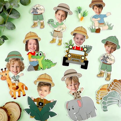 60pcs Jungle Safari Theme DIY Cutouts Jungle Animals Bulletin Board Decoration Set Forest Adventure Paper Cut-Outs Classroom Decor for Boy Girl DIY Photo Craft Kindergarten School Wall Door Supplies - style: Jungle Safari Animals