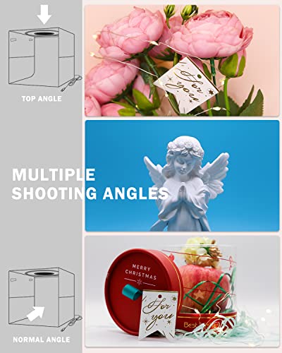 PULUZ 9.8"/25cm Foldable Portable Photo Studio Light Box, Adjustable Brightness Light Box Photography Lighting Shooting Tent Kit, with LED Lights and 12 Colors Backdrop - color: 9.8x9.8x9.8in