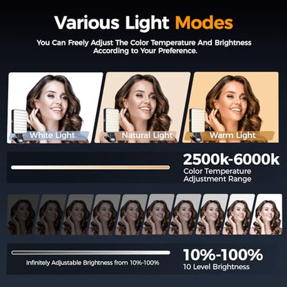 Magnetic Selfie Light for Cell Phone, gliship 128 Led Selfie Light Compatible with Magsafe Rechargeable Portable Clip Fill Light with 3 Lights Modes for Phone Camera Laptop Camera - color: Dark Black
