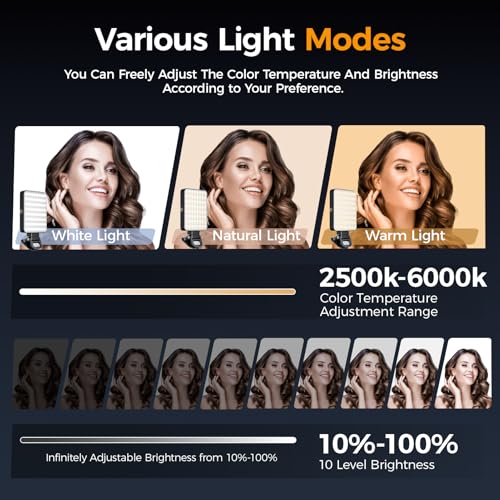 Magnetic Selfie Light for Cell Phone, gliship 128 Led Selfie Light Compatible with Magsafe Rechargeable Portable Clip Fill Light with 3 Lights Modes for Phone Camera Laptop Camera - color: Dark Black