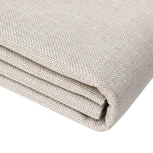 Heavy Linen Fabric 80x57 Inches, 1.2mm Thickness, Plain Solid Color Cloth for Embroidery, Clothing, Sewing - Linen Texture Material (Beige) - color: Beige, size: 80x57IN