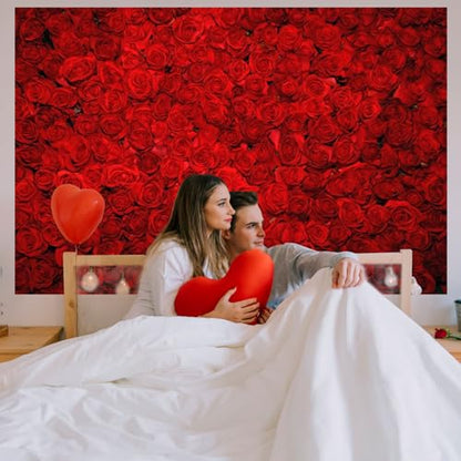 Avezano Red Rose Floral Wedding Photography Backdrop Valentine's Day Party Photo Backdrops 14 February Background Photo Booth Props Pictures (7x5ft) - size: 7x5ft