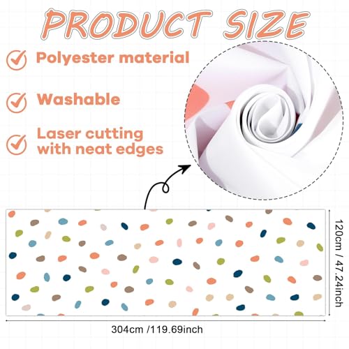 120x47 in Bulletin Board Fabric Background Back to School Classroom Decoration Large Polyester Photography Backdrop for Class Home Office Wall Decor Pillows Curtains Crafts Boho Dot - style: Boho Dot