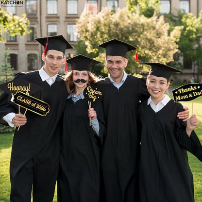 KatchOn, Graduation Photo Booth Props - Pack of 40 | Black and Gold Grad Photo Props, Graduation Decorations 2026 | Congrats Grad Props for Photoshoot 2026, Class of 2026 Decor | Grad Party Supplies