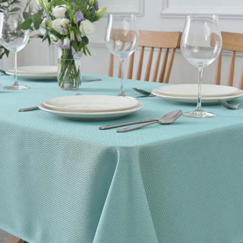 maxmill Jacquard Square Tablecloth Stain Resistant Waterproof Wrinkle Resistant Washable Soft Table Cloth, Fabric Table Cover for Dining Room, Indoor and Outdoor Use, 52 x 52 Inch, Turquoise - color: Nova Turquoise, size: 52" x 52" (Square)