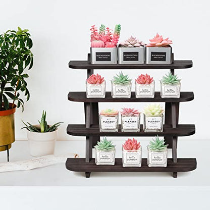 Wooden Cupcake Stand, 4 Tier Shelf Earring & Ring Holder Stands,Tiered Tray Stand Display Shelf Display Riser, Table Display Stand For Vendors, Perfume Organizer, Fragrance Shelf, Spice Rack - color: Walnut-4Tier