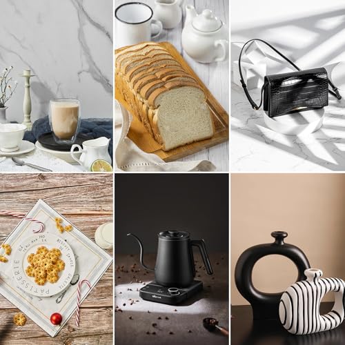 Yoocheese Photo Backdrop Kit, Double-Sided Paper Background with Stand, 22x34 Inch, 14 Colors, for Product Food Photography, Studio Tabletop Props - color: wood