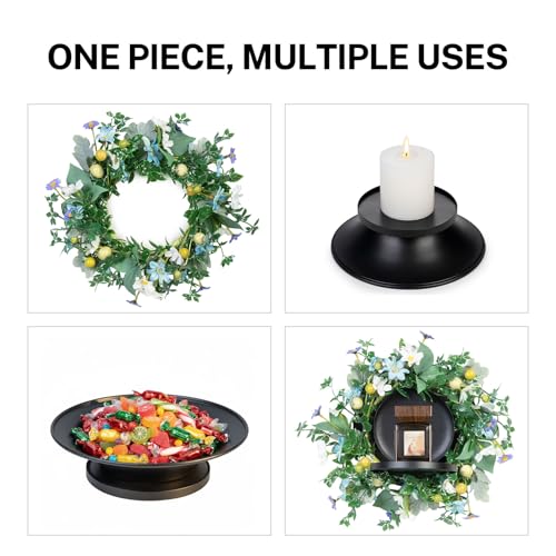 MOYEE Candle Holder Centerpieces for Tables,Candle Ring,Wreaths, Black Metal Candle Stick Paired Artificial Flowers 14 in Versatile Dining Table Centrepiece - color: Mixed Color Daisy Wreath