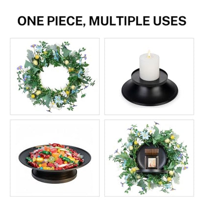 MOYEE Candle Holder Centerpieces for Tables,Candle Ring,Wreaths, Black Metal Candle Stick Paired Artificial Flowers 14 in Versatile Dining Table Centrepiece - color: Mixed Color Daisy Wreath