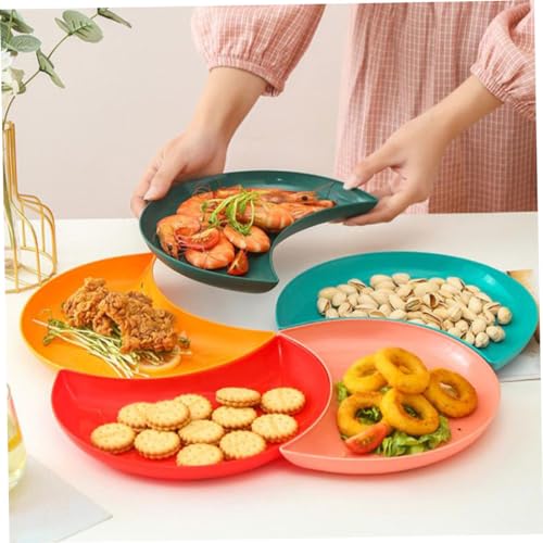 Cabilock 5Pcs Moon Shaped Dried Fruit Tray Creative Dessert Plate for Snacks Mixed Color Serving Tray and Easy to Clean Storage Dish for Home Decor and Food Photography