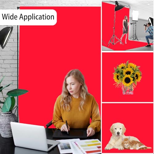 Red Photography Backdrop for Photoshoot, Photo Backdrop Curtain, Red Backdrops for Party Portrait Photoshoots Video Studio 6FTx9FT - color: Red, size: 6x9 FT