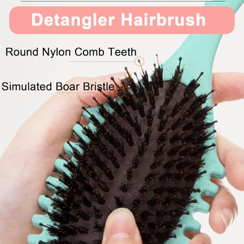 Hair Brush For Fine Hair, Curl Defining Brush For Women Soft Hair Detangler Brush (Green) - color: Light Green