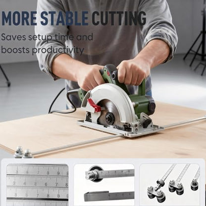 Adjustable Stainless Steel Positioning Calipers & Cutting Guide for Circular Saws and Hand Saws - Precision Wood Cutting & Measurements (Silvery White)