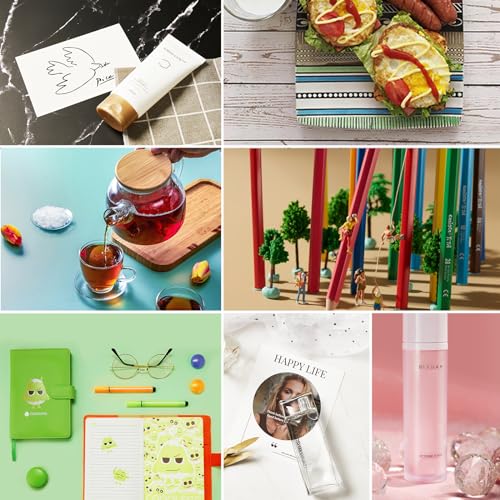 9PCS Product Photography Backdrop Board with Paper 16x16IN Double Sided Tabletop Background Backdrops Props Food Jewlery INS Cosmetics Small Photo Shooting Pink Green Blue - color: Pink Green Blue