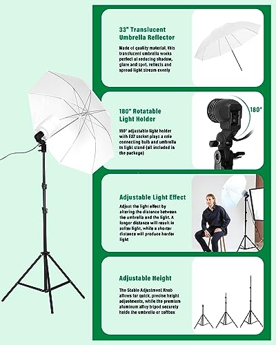 Andoer Professional Softbox Photography Studio Lighting Kit with 3 Color Backdrops, 6.5*10ft Backdrop Stands, Photography Umbrellas for Product Photography Portrait Video Shooting and Live Streaming