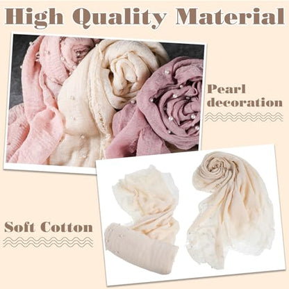 Buryeah 7 Pcs Baby Photoshoot Props Wrap Kit Includes 3 Pcs 66.9 x 35.4'' Newborn Photography Props 4 Pcs Baby Flower Headband Photo Supplies for Boy Girl Infant Toddler