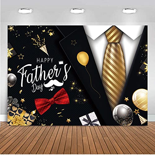 10X8FT Happy Father's Day Backdrop Gold Tie Suit Backdrop Father's Day Party Photo Backdrops for Father's Photo Booth Prop Decoration Photography Background DH-405 - size: 10X8FT