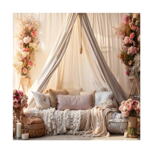 Kate 10x10ft Boudoir Pillows Backdrops for Photography Bedroom Headboard Background Branch Flowers Backgrounds Bridal Newborn Baby Show Decoration Studio Backdrop - size: 10x10ft