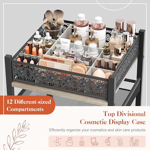 Makeup Organizer, Large Skincare Organizers, Make Up Organizers for Vanity, Makeup Storage Cosmetic Organizer with Drawer, Bathroom Vanity Organizer Makeup Holder Cart for Skin Care Hair Tool Beauty - color: More Modern Style,black