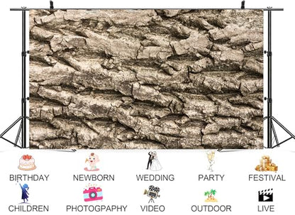 16x10ft Rough Tree Bark Texture Backdrop with Cracked Gray Surface Photo Background Tapestry for Nature Party Organic Event Home Decorations Studio Props - size: 16x10ft