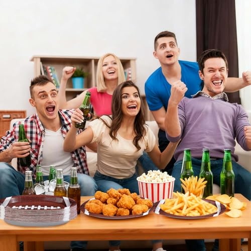 50Pcs Large Football Oval Plates 10"x12" Heavy Duty Football Food Plates Disposable Football Food Tray for Football Theme Party Supplies Sports Event Game Tailgate Carnivals Birthday Party Decorations - style: Football Oval Plates